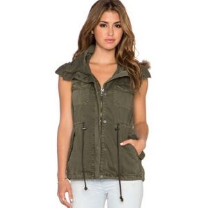 Velvet by Graham & Spencer Odela Army Vest with Detachable Faux Fur Hood